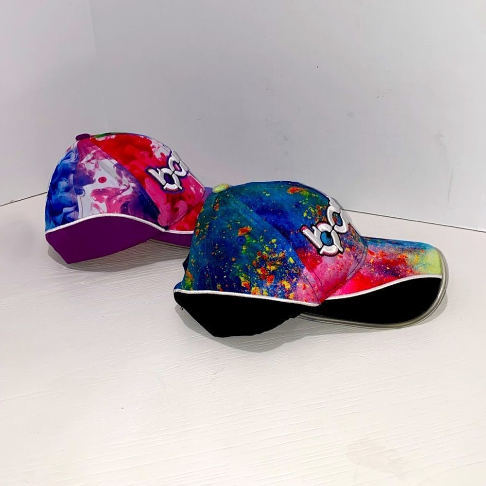 Colorful Bang Baseball Caps Set Of Two Embroidered Color Splash And Fingerpaint - Picture 3 of 6